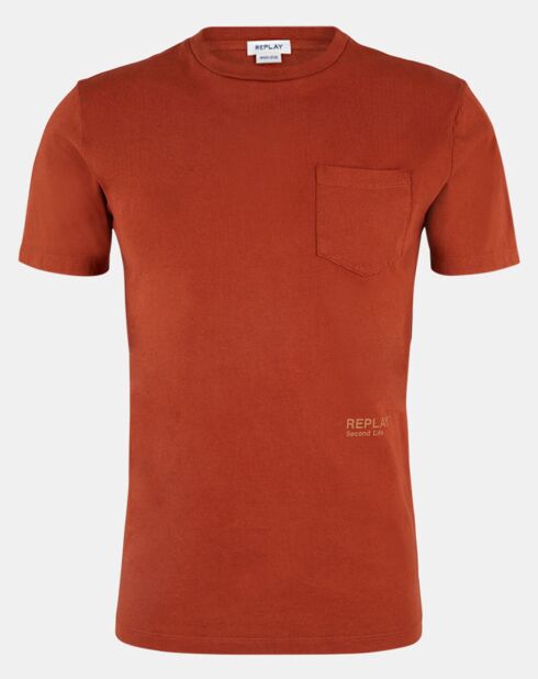 Burgunderfarbenes Kurzarmshirt mit Tasche