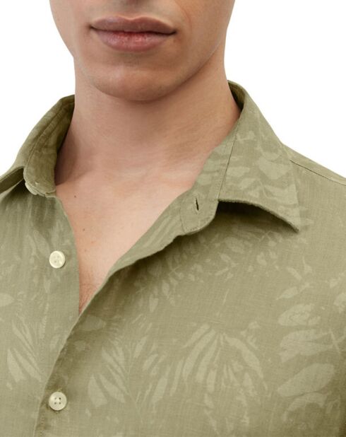 Chemise 100% Lin manches longues Sf kaki clair