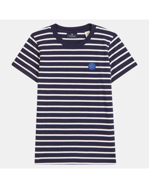 T-Shirt marinière logo gomme bleu/blanc