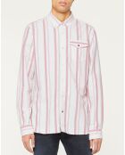 Chemise 100% Coton Bio Slim Fit à rayures rose/blanc