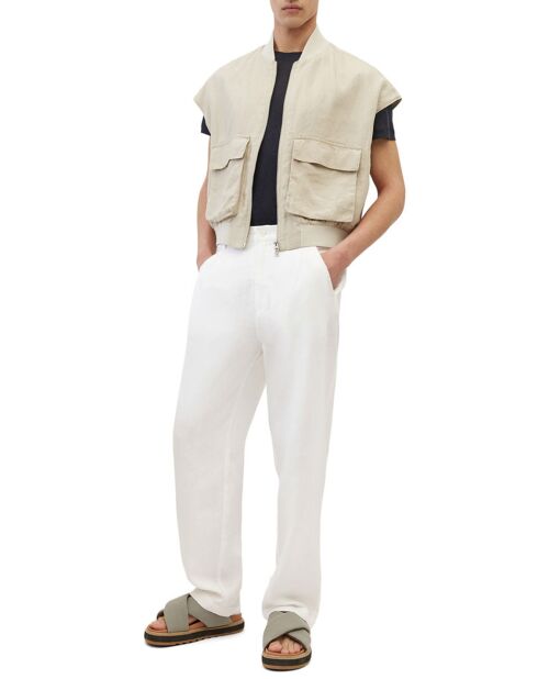 Pantalon 100% Lin Mossbo Pant Pinces blanc