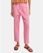 Pantalon en Lin mélangé à pinces rose