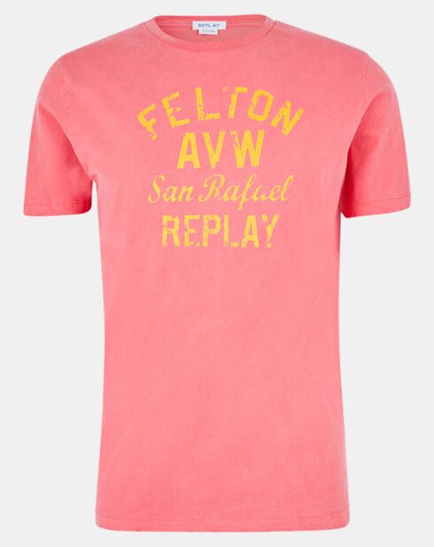 Falton Kurzarm-T-Shirt mit Logo, pink