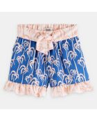 Short effet satiné imprimé bleu/rose