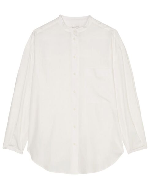 Ecrufarbenes Langarmhemd mit Maokragen