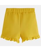 Short en Coton bio molletonné à minis volants jaune