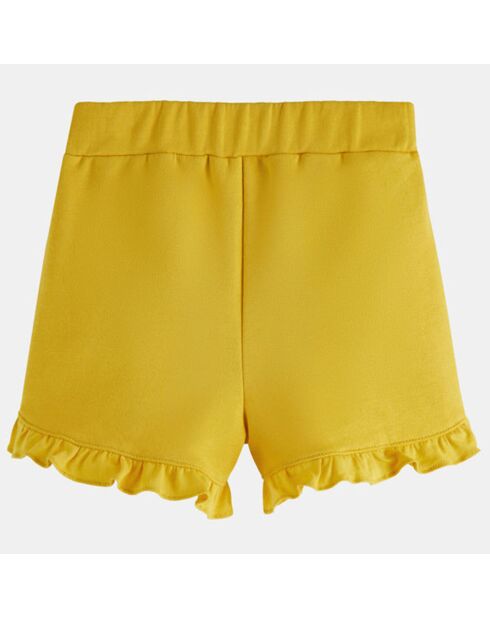 Pantaloncini in felpa di cotone biologico gialli con mini volant