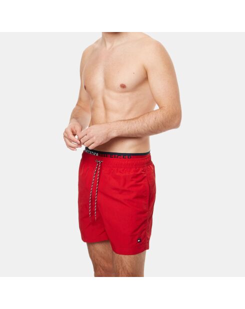 Short de bain bande élastique rouge