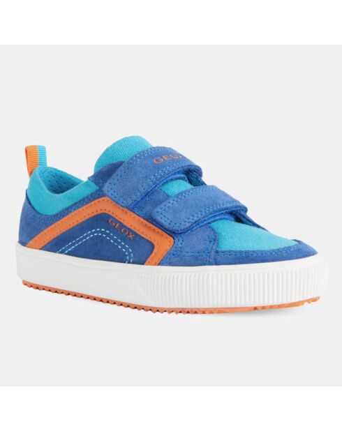 Baskets en Velours de cuir & Textile Alonisso bleu/orange