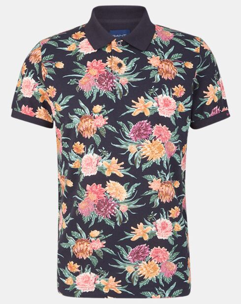 Polo Regular Print Flower Alover bleu marine