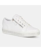 Baskets en Cuir Leelu avec strass blanches