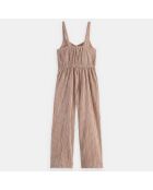 Combinaison en Coton bio sans manches rayé marron/blanc