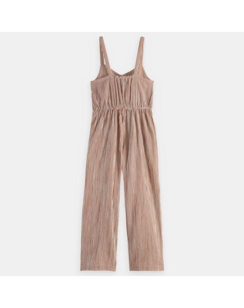 Combinaison en Coton bio sans manches rayé marron/blanc