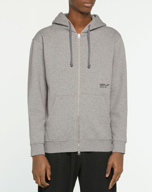 Sweat en Coton Organique Class Replay Zip gris