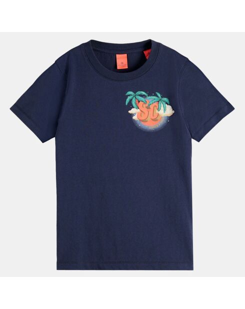 T-Shirt scotch palmier bleu marine