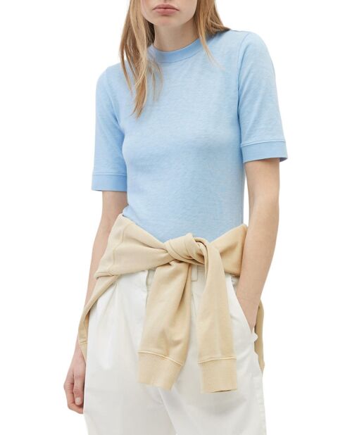 T-Shirt Col Rond Manches courtes Cot Flame bleu clair