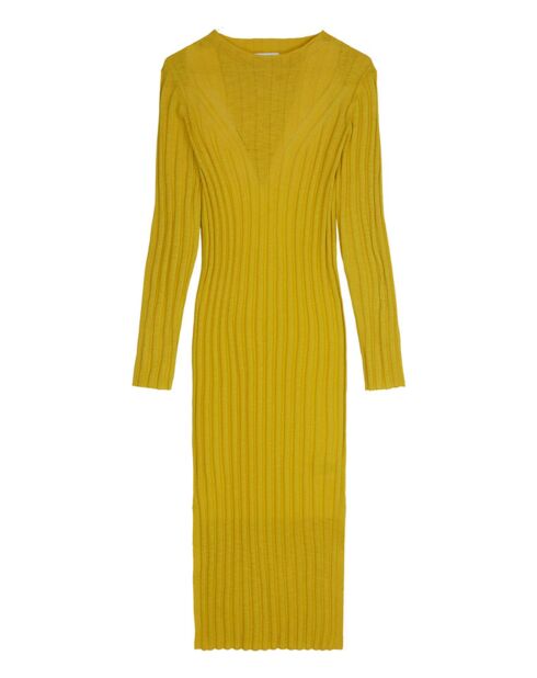 Robe maxi en Coton & Lin Cotelé jaune