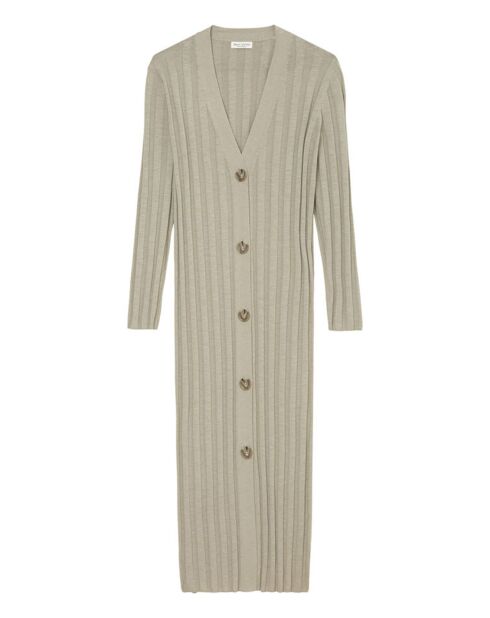 Gilet Long Cotelé Coton & Lin beige foncé