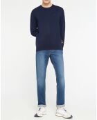 Pull en Coton & Soie col rond bleu marine