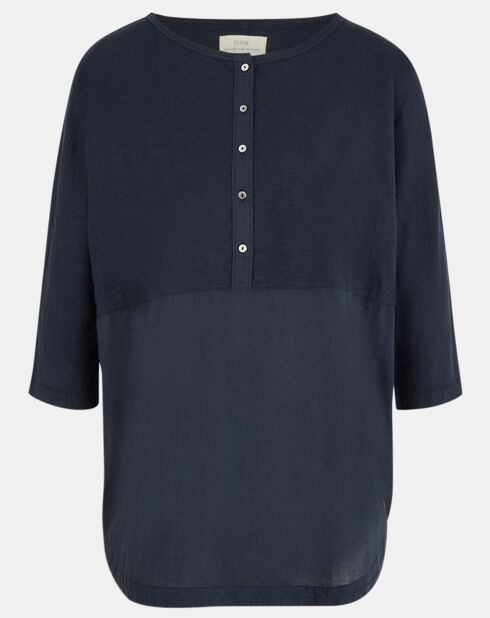 Top 100% Coton Biologique O-Avoca bleu foncé