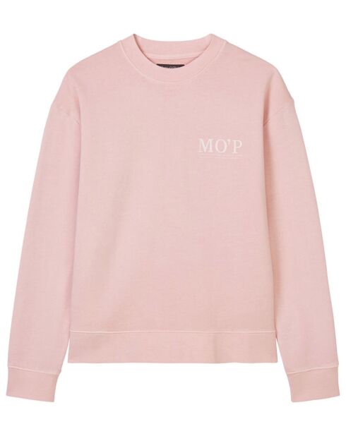 Sweat Col Rond Coton Organic rose clair