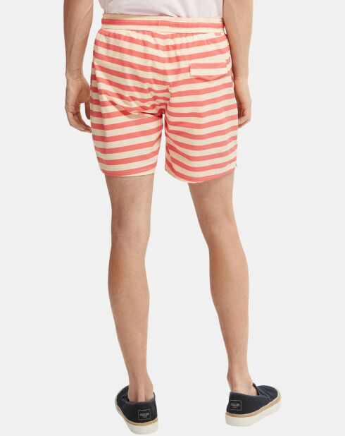 Pantalones cortos de baño a rayas color crudo/naranja