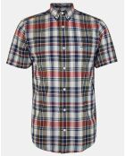 Chemise à carreaux Madras bleue