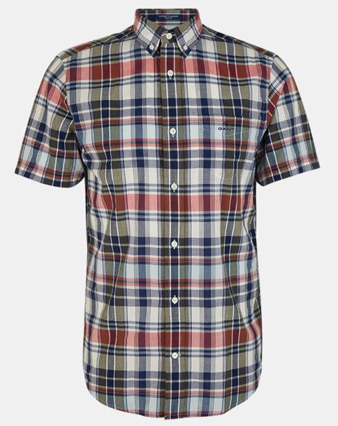 Chemise à carreaux Madras bleue