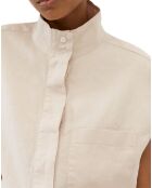 Chemise 100% Lin sans manches Poche Kl beige