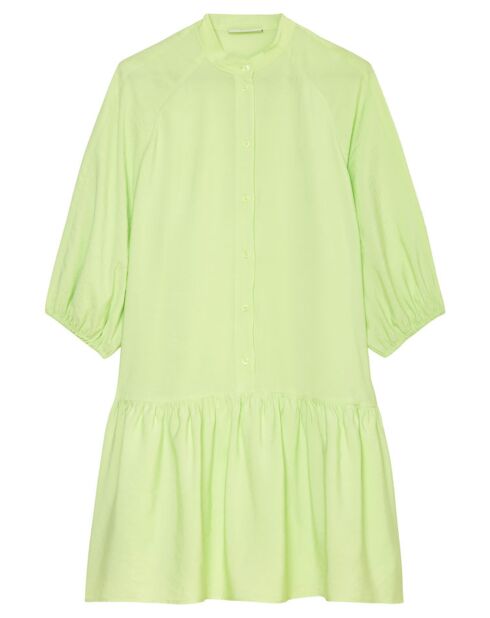 Robe manches longues Boutons vert fluo