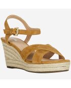 Sandales en Velours de Cuir de Chèvre Soleil camel - Talon 8 cm