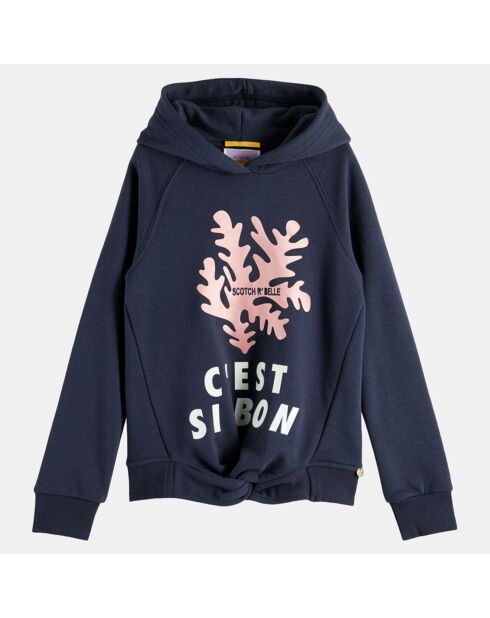 Sweat à capuche corail bleu marine