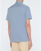 Chemise en Lin mélangé Slim Fit Polo Piqué bleu clair