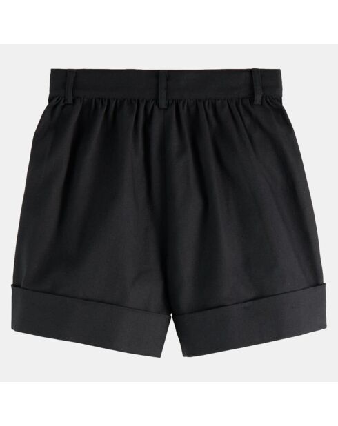 Short en Coton bio à boutons dorés noir