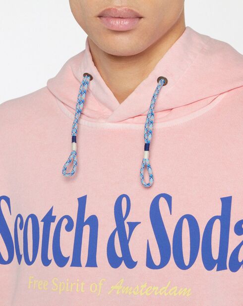 Sweat délavé Logo rose clair