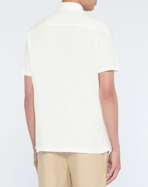 Chemise en Lin mélangé Slim Fit Polo Piqué écrue