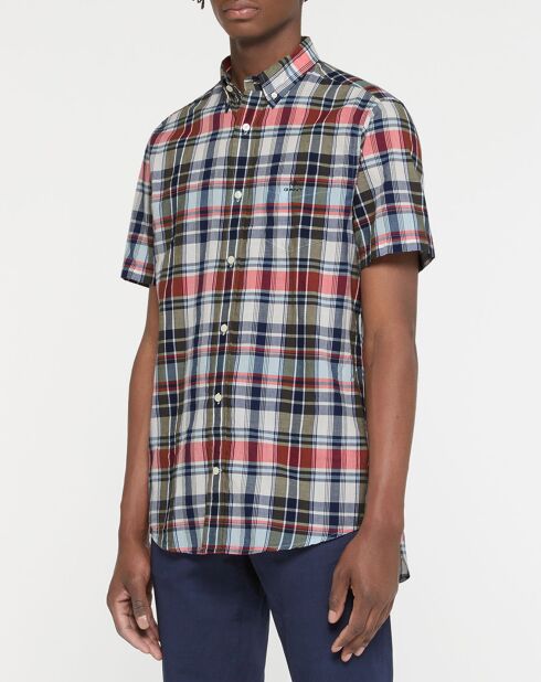 Chemise à carreaux Madras bleue