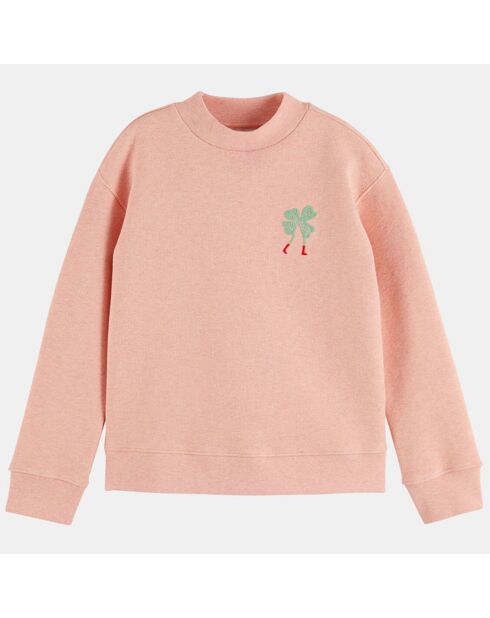 Sweat en Coton bio mélangé Trèfle rose saumon