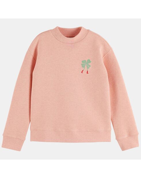 Sweat en Coton bio mélangé Trèfle rose saumon