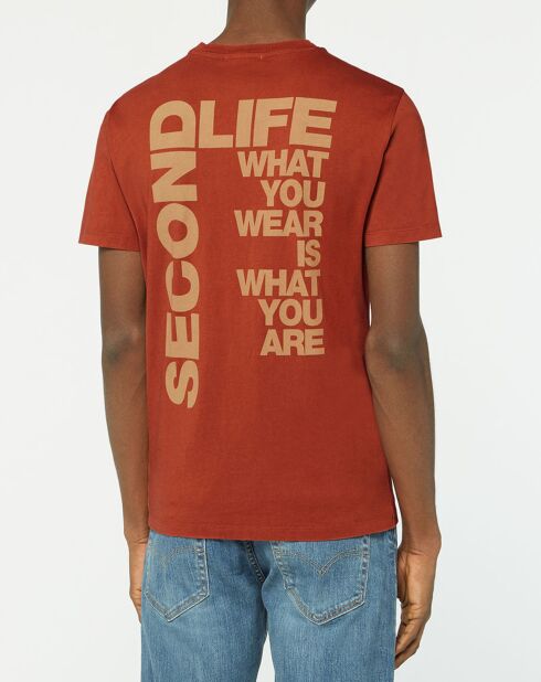 Burgunderfarbenes Kurzarmshirt mit Tasche