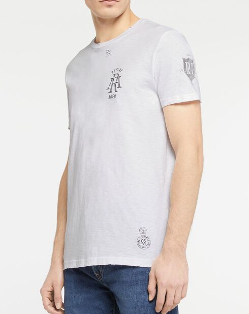 Weißes Kurzarm-T-Shirt mit Buchstabenlogo