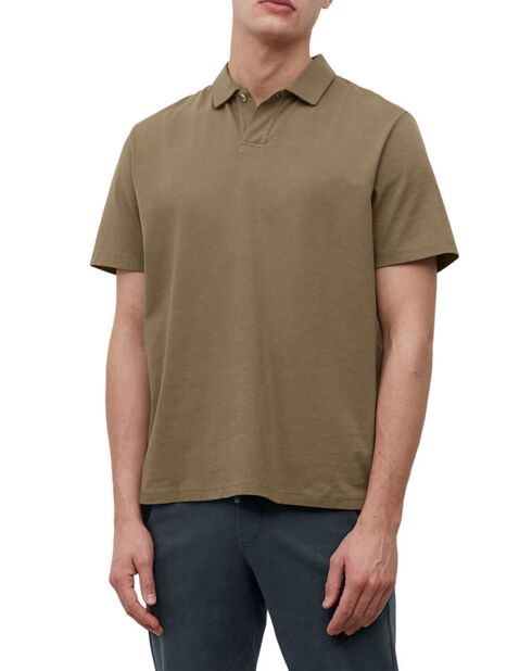 Polo manches courtes Coton Bio 1 Bouton Relax camel