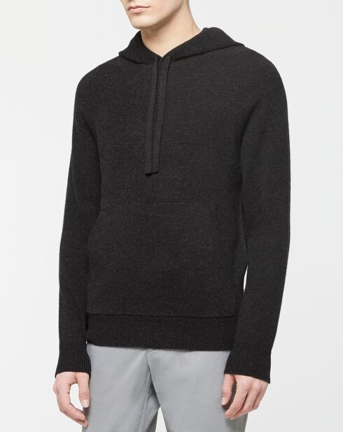 Pull en Laine & Cachemire Hoodie noir