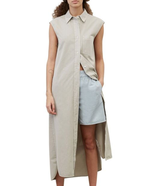 Robe maxi sans manches Bouton gris clair