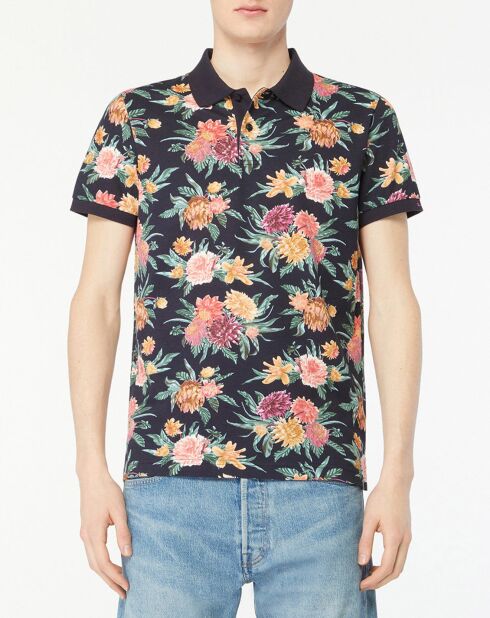 Polo Regular Print Flower Alover bleu marine
