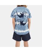 T-Shirt tie&die requin dos bleu clair