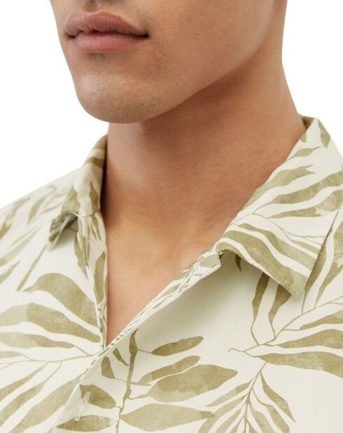 Chemise manches courtes Coton Bio blanc/kaki