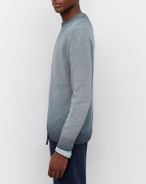 Pull Rond Garment Dye Coton Organic bleu clair