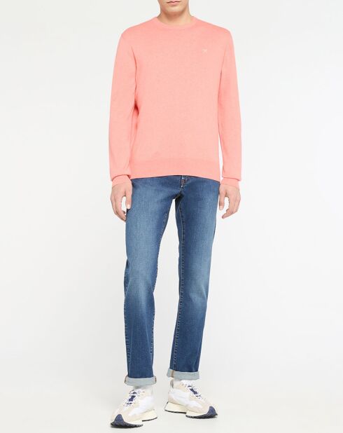 Pull en Coton & Soie col rond rose moyen