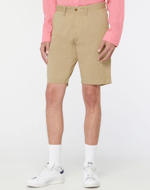 Bermuda en Coton Bio mélangé Uni beige